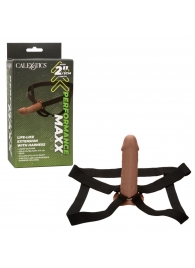 Коричневый фаллопротез Life-Like Extension with Harness - 17,75 см. - California Exotic Novelties - купить с доставкой в Иркутске