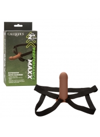 Коричневый фаллопротез из силикона Extension with Harness - 15,75 см. - California Exotic Novelties - купить с доставкой в Иркутске