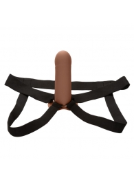 Коричневый фаллопротез из силикона Extension with Harness - 15,75 см. - California Exotic Novelties - купить с доставкой в Иркутске