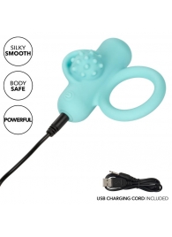 Аквамариновое эрекционное виброкольцо Silicone Rechargeable Nubby Lover’s Delight - California Exotic Novelties - в Иркутске купить с доставкой