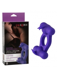 Фиолетовое эрекционное виброкольцо с двумя моторами Silicone Rechargeable Triple Orgasm Enhancer - California Exotic Novelties - в Иркутске купить с доставкой