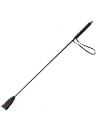 Чёрный стек с кожаной ручкой - 58 см. - Sitabella - купить с доставкой в Иркутске