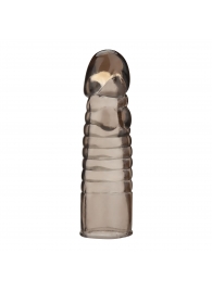 Дымчатая насадка-удлинитель Ribbed Realistic Penis Enhancing Sleeve Extension - 15,2 см. - BlueLine - в Иркутске купить с доставкой