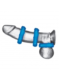 Комплект из трех голубых эрекционных колец 3-Pack Ribbed Rider Cock Ring Set - BlueLine - в Иркутске купить с доставкой