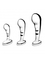 Набор из 3 стальных стимуляторов простаты Stainless Steel P-spot Training Set - b-Vibe - в Иркутске купить с доставкой