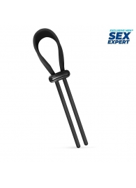Черный ремень-лассо для усиления эрекции - Sex Expert - в Иркутске купить с доставкой