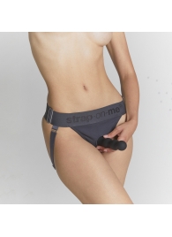 Серые трусики для фиксации насадок Strap-on-me Harness Lingerie Unique - Strap-on-me - купить с доставкой в Иркутске