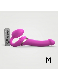 Ярко-розовый безремневой страпон Multi Orgasm Size M с клиторальной стимуляцией - Strap-on-me - купить с доставкой в Иркутске