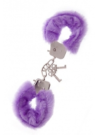 Фиолетовые меховые наручники METAL HANDCUFF WITH PLUSH LAVENDER - Dream Toys - купить с доставкой в Иркутске