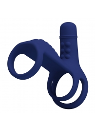 Синяя вибронасадка на пенис Vibrating Penis Sling - Baile - в Иркутске купить с доставкой
