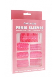 Набор из 7 розовых насадок на пенис ONE-A-DAY PENIS SLEEVES PINK - Seven Creations - в Иркутске купить с доставкой