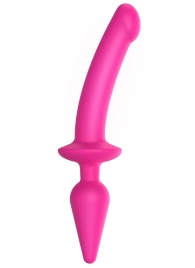 Ярко-розовый двусторонний фаллоимитатор Switch Plug-In Semi-Realistic Size L - Strap-on-me купить с доставкой в интернет-магазине Orgasmix в Иркутске Ярко-розовый двусторонний фаллоимитатор Switch Plug-In Semi-Realistic Size L - Strap-on-me