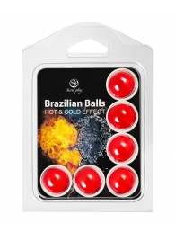 Набор из 6 шариков с массажным маслом Brazilian Balls с охлаждающим и разогревающим эффектом - Secret Play - купить с доставкой в Иркутске