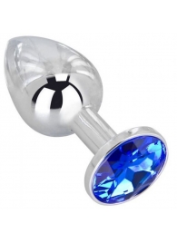 Анальное украшение BUTT PLUG  Small с синим кристаллом - 7 см. - Anal Jewelry Plug - купить с доставкой в Иркутске