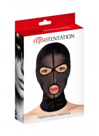 Черная сетчатая маска на голову с отверстиями для глаз и рта - Fetish Tentation - купить с доставкой в Иркутске