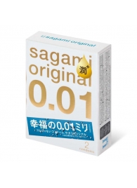 Увлажнённые презервативы Sagami Original 0.01 Extra Lub - 2 шт. - Sagami - купить с доставкой в Иркутске