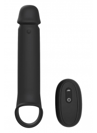 Черная насадка-удлинитель с вибрацией Vibrating Extender With Remote - Dream Toys - в Иркутске купить с доставкой