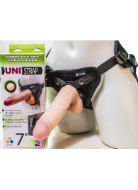 Страпон-унисекс с двумя насадками UNI strap 7  Harness - 19 и 16 см. - LOVETOY (А-Полимер) - купить с доставкой в Иркутске