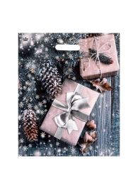 Новогодний пакет с принтом в виде подарков и вырубной ручкой (45х38 см) - Сима-Ленд - купить с доставкой в Иркутске