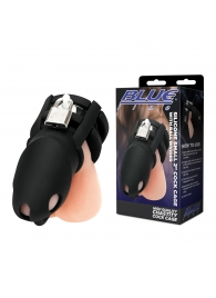 Черная клетка для пениса Silicone Small 2 in Cock Cage With Ball Divider - BlueLine - купить с доставкой в Иркутске
