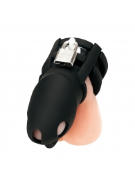 Черная клетка для пениса Silicone Small 2 in Cock Cage With Ball Divider - BlueLine - купить с доставкой в Иркутске