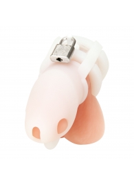 Белая клетка для пениса Silicone Small 2 in Cock Cage With Ball Divider - BlueLine - купить с доставкой в Иркутске