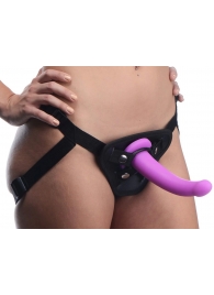 Лиловый поясной страпон Navigator Silicone G-Spot Dildo with Harness - 17,8 см. - XR Brands - купить с доставкой в Иркутске