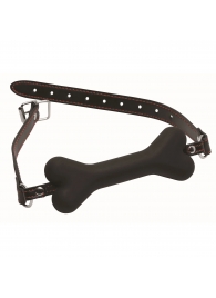 Черный кляп в форме косточки Hound Adjustable Dog Bone Gag - XR Brands - купить с доставкой в Иркутске