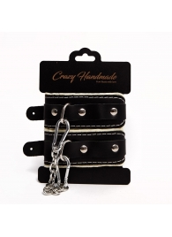 Черные скругленные наручники с мягкой бежевой подкладкой - Crazy Handmade - купить с доставкой в Иркутске