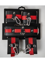 Черно-красный набор фиксаций: наручники, оковы и ошейник - Crazy Handmade - купить с доставкой в Иркутске