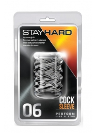 Прозрачная насадка с объёмными чёрточками STAY HARD COCK SLEEVE 06 CLEAR - Blush Novelties - в Иркутске купить с доставкой