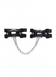 Черные кожаные оковы из двух ремешков - Pecado - купить с доставкой в Иркутске