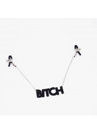Зажимы на соски с кожаной подвеской Bitch - Crazy Handmade - купить с доставкой в Иркутске