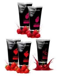 Набор из 5 съедобных лубрикантов JUJU (клубника х 2, малина х 2, вишня) - JuJu - купить с доставкой в Иркутске Набор из 5 съедобных лубрикантов JUJU (клубника х 2, малина х 2, вишня) - JuJu - купить с доставкой в Иркутске