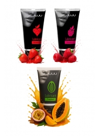 Набор из 3 съедобных лубрикантов JUJU (клубника, малина, тропические фрукты) - JuJu - купить с доставкой в Иркутске Набор из 3 съедобных лубрикантов JUJU (клубника, малина, тропические фрукты) - JuJu - купить с доставкой в Иркутске