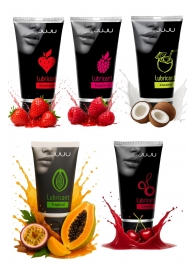 Набор из 5 съедобных лубрикантов JUJU (клубника, малина, тропические фрукты, вишня, кокос) - JuJu - купить с доставкой в Иркутске Набор из 5 съедобных лубрикантов JUJU (клубника, малина, тропические фрукты, вишня, кокос) - JuJu - купить с доставкой в Иркутске