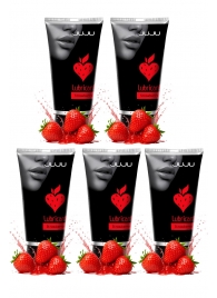 Набор из 5 съедобных лубрикантов JUJU со вкусом клубники - JuJu - купить с доставкой в Иркутске Набор из 5 съедобных лубрикантов JUJU со вкусом клубники - JuJu - купить с доставкой в Иркутске