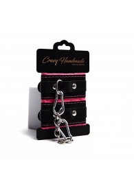 Черно-розовые скругленные наручники с мягкой подкладкой - Crazy Handmade - купить с доставкой в Иркутске