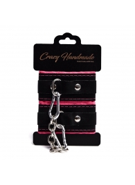 Черно-розовые скругленные наручники с мягкой подкладкой - Crazy Handmade - купить с доставкой в Иркутске