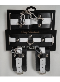 Набор фиксаторов из черной и белой натуральной кожи - Crazy Handmade - купить с доставкой в Иркутске