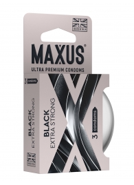 Черные утолщенные презервативы MAXUS Extra Strong с железным кейсом - 3 шт. - Maxus - купить с доставкой в Иркутске