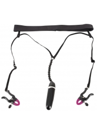 Женские вибростринги с зажимами для половых губ Spreader String with Vibrator - Orion - купить с доставкой в Иркутске