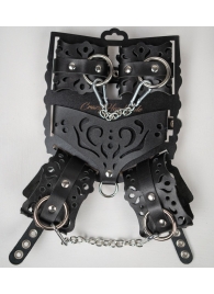 Черный ажурный кожаный набор фиксаций - Crazy Handmade - купить с доставкой в Иркутске