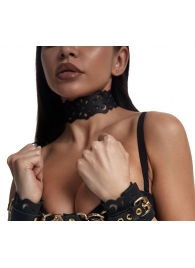 Черный ажурный чокер с золотистой фурнитурой - Crazy Handmade - купить с доставкой в Иркутске