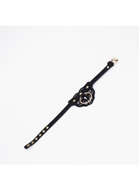 Черный чокер с клепками и золотистой фурнитурой - Crazy Handmade - купить с доставкой в Иркутске