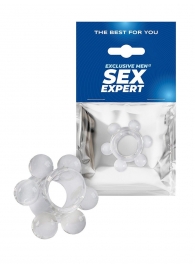 Прозрачное эрекционное кольцо с 6 стимулирующими шариками - Sex Expert - в Иркутске купить с доставкой
