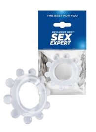 Прозрачное эрекционное кольцо со стимулирующими шариками - Sex Expert - в Иркутске купить с доставкой