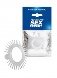 Эластичное эрекционное кольцо с шипиками и шариком - Sex Expert - в Иркутске купить с доставкой