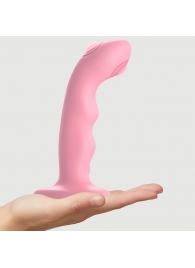 Розовая насадка-стимулятор Strap-On-Me Tapping Dildo Wave - Strap-on-me - купить с доставкой в Иркутске