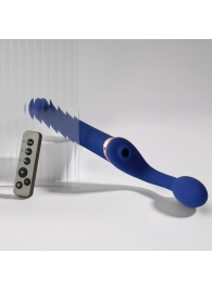 Синий безремневой страпон Multi Orgasm Bendable Strap-On size L с клиторальной стимуляцией - Strap-on-me - купить с доставкой в Иркутске